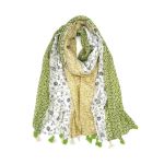 Φουλάρι με floral print δίχρωμο και φούντες lime 10.02079