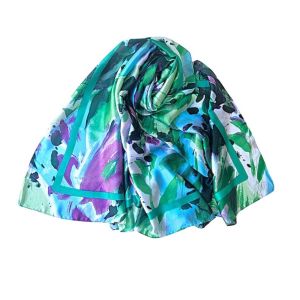 Φουλάρι με floral μοτίβο silk feeling prasino 10.02218