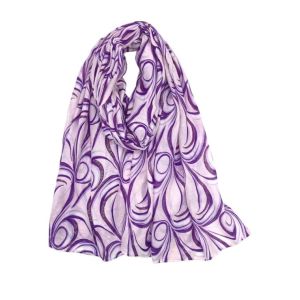 Φουλάρι με all over print & lurex μωβ - λιλά 10.02210