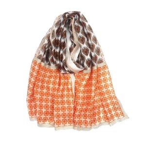 Φουλάρι multi print με lurex πορτοκαλί 10.02119
