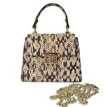 Τσαντάκι δερμάτινο snake print μπεζ - καφέ  02.02852