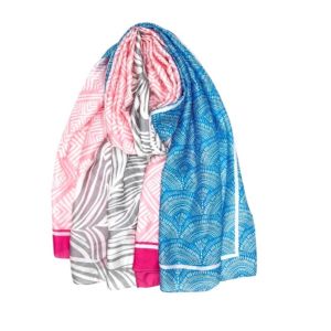 Φουλάρι με multi print μοτίβο silk feeling ροζ 10.02216