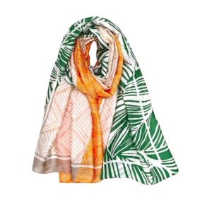 Φουλάρι με multi print μοτίβο silk feeling μπεζ 10.02216