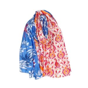 Φουλάρι με multi print μοτίβο silk feeling μπλε 10.02221