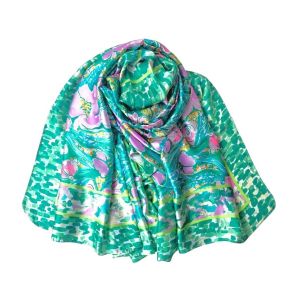 Φουλάρι με floral μοτίβο silk feeling prasino 10.02219