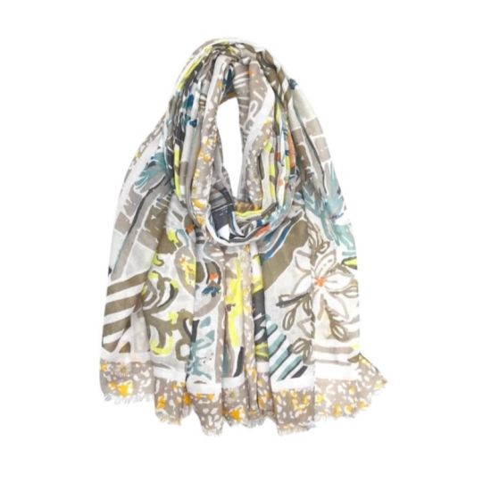 Φουλάρι με φλοράλ μοτίβο μπεζ 10.02201