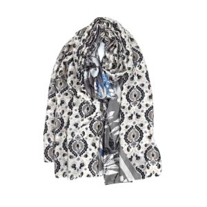 Φουλάρι με multi print μοτίβο silk feeling μαύρο 10.02221