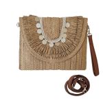 Τσαντάκι φάκελος ψάθινο boho chic καφέ 02.02920