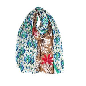 Φουλάρι με multi print μοτίβο silk feeling πράσινο 10.02221