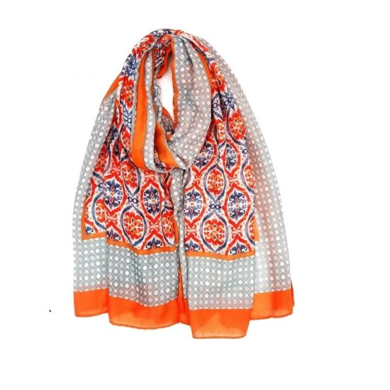 Φουλάρι-παρεό με all over print πορτοκαλί 10.02064