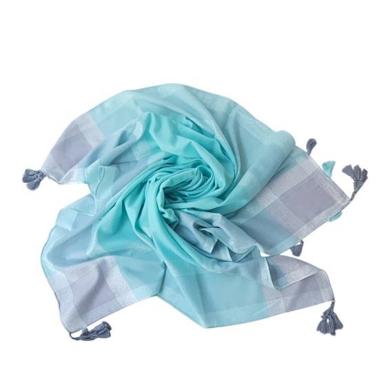 Φουλάρι τετράγωνο με lurex τυρκουάζ 10.01175