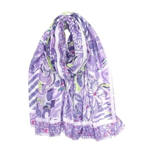 Φουλάρι με φλοράλ μοτίβο μωβ - λιλά 10.02201